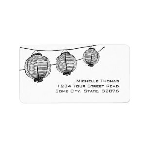 Black and White Lanterns Return Address Label