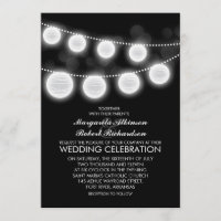 black and white lanterns wedding invitation