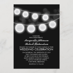 black and white lanterns wedding invitation