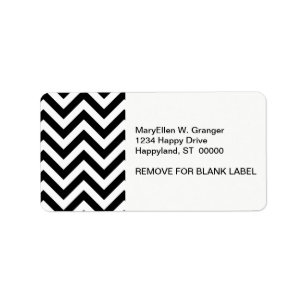 Black and White Large Chevron ZigZag Pattern Label