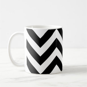 Black and White Large Horizontal Chevron Pattern Coffee Mug