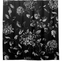 Black And White Large Modern Floral Toile