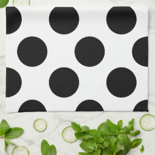 Black and White Large Polka Dot Kitchen Towel