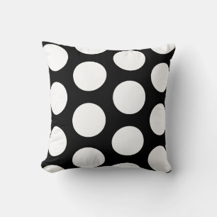 Black and white large polka dot pillow