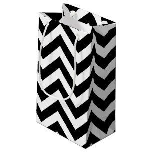Black and White Large Size Horizontal Chevron Small Gift Bag