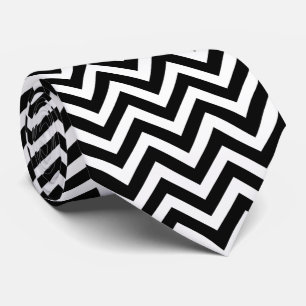 Black and White Large Size Horizontal Chevron Tie