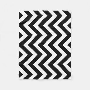 Black and White Large Size Vertical Chevron Fleece Blanket