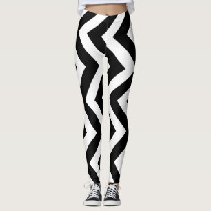 Black and White Large Size Vertical Chevron Leggings