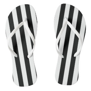 Black and White Large Size Vertical Stripes Flip Flops