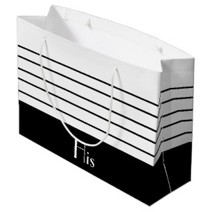Black And White Large Stripe Gift Bag