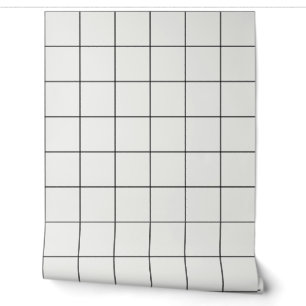 Black and White Large Windowpane Plaid Wallpaper