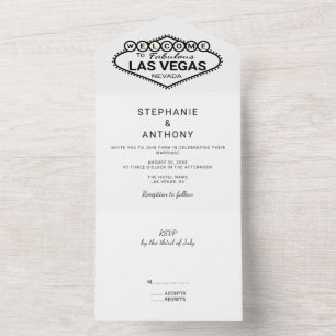 Black and White Las Vegas Destination Wedding All In One Invitation