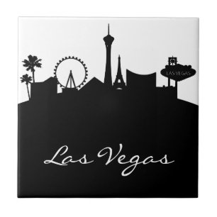 Black and White Las Vegas Skyline Tile