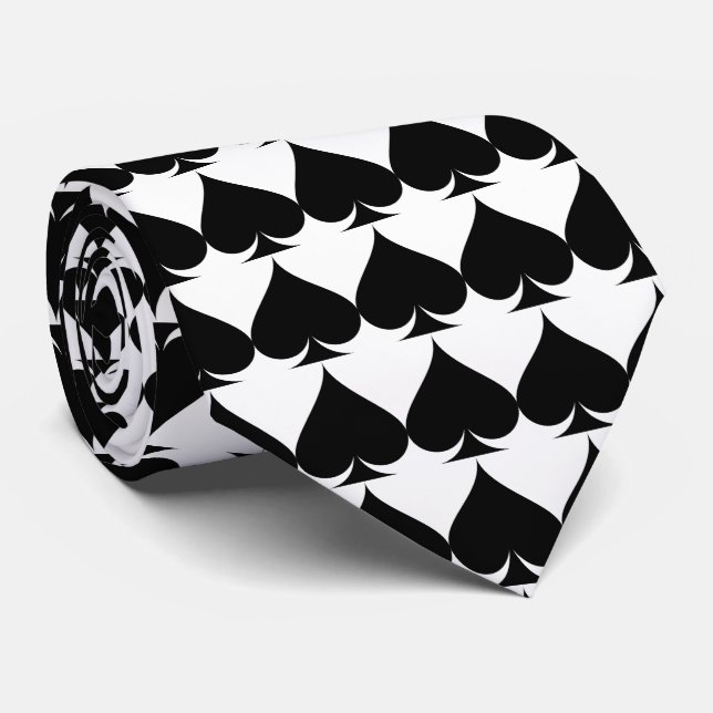 Black and white Las Vegas wedding poker neck tie (Rolled)