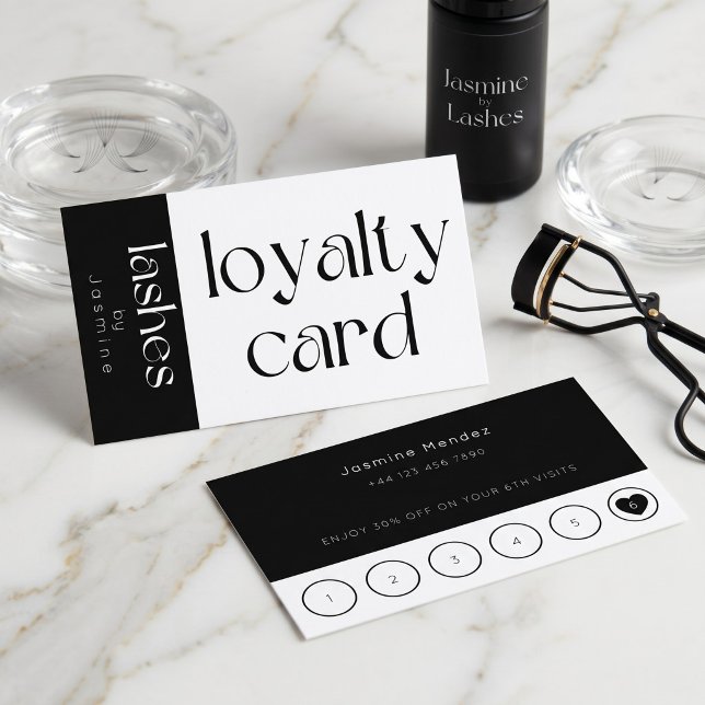 Black And White Lash Studio Client Loyalty Card  (Creator Uploaded)