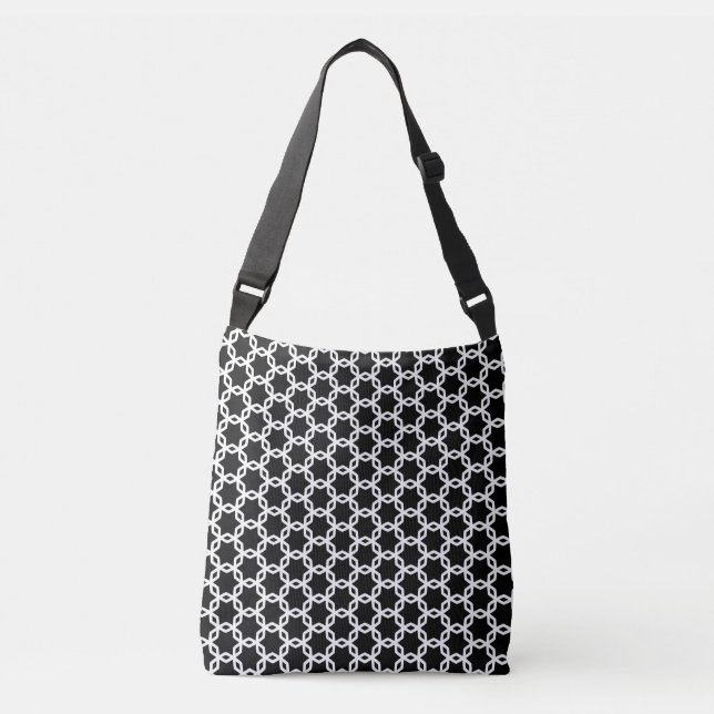 Black and White Lattice Pattern   Crossbody Bag (Front)