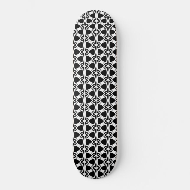Black and White Lattice Pattern    Skateboard (Front)