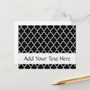 Black And White Latticework, Quatrefoil, Trellis Postcard