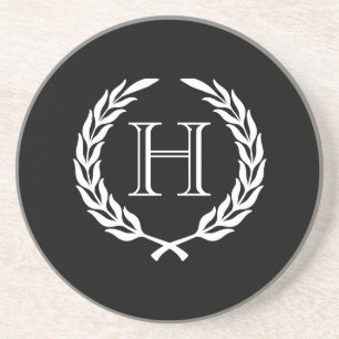 Black and White Laurel Wreath Coaster