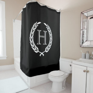 Black and White Laurel Wreath Shower Curtain