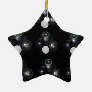 Black And White Lawn Bowls Pattern, Ceramic Tree Decoration