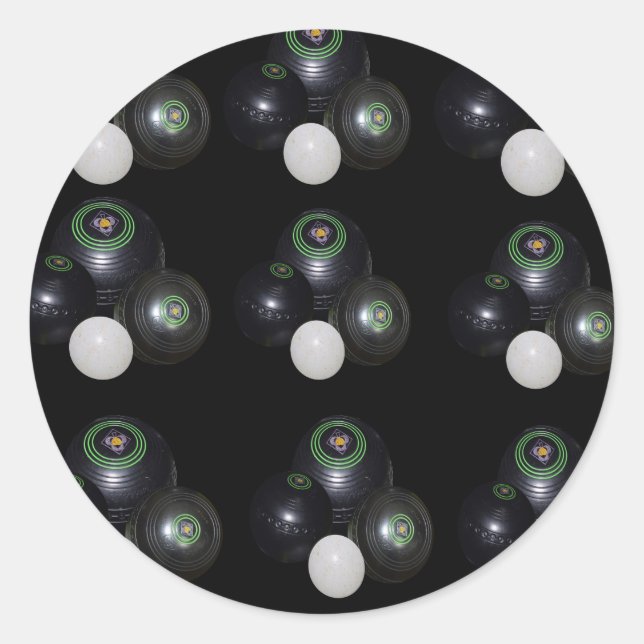Black And White Lawn Bowls Pattern, Classic Round Sticker (Front)