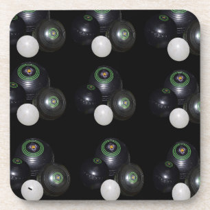Black And White Lawn Bowls Pattern, Coaster
