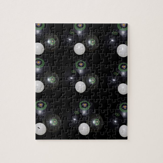 Black And White Lawn Bowls Pattern. Jigsaw Puzzle (Vertical)