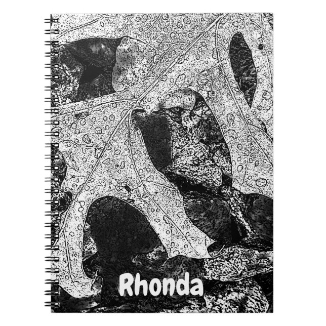Black and white Leaf illustration Notebook (Front)