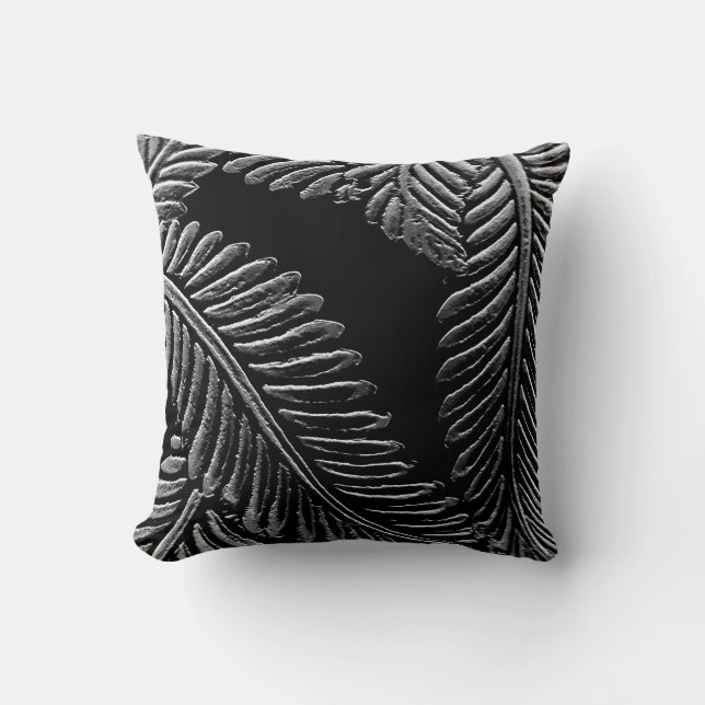 Black and White Leaves Cushion (Front)