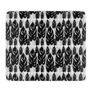 Black and White Leaves Design Cutting Board