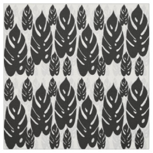 Black and White Leaves Design Fabric