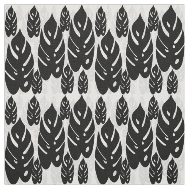 Black and White Leaves Design Fabric (Swatch)