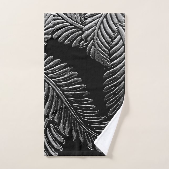 Black And White Leaves Hand Towel (Hand Towel)