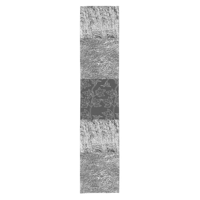 Black and White Leaves Prints Table Runner (Front)