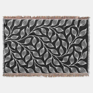 Black and White Leaves Throw Blanket