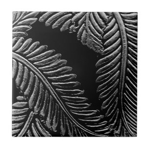 Black and White Leaves Tile
