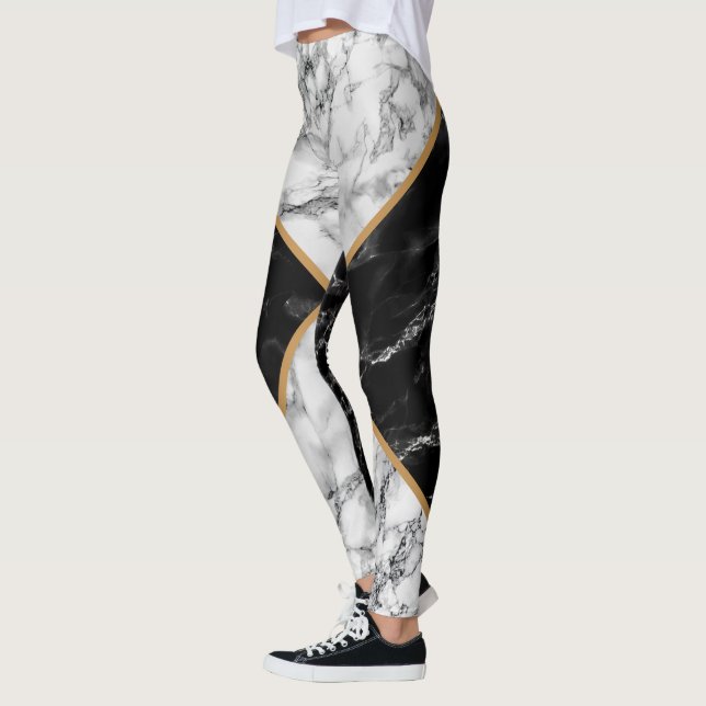 Black and White Leggings with Marble Design (Left)