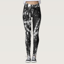 Black And White Leggings with Printed Graffiti Art