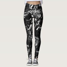 Black And White Leggings with Printed Graffiti Art