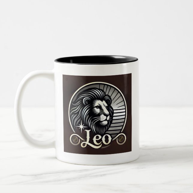 Black and White Leo Two-Tone Coffee Mug (Left)