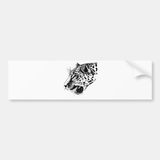 Black And White Leopard Bumper Sticker (Front)