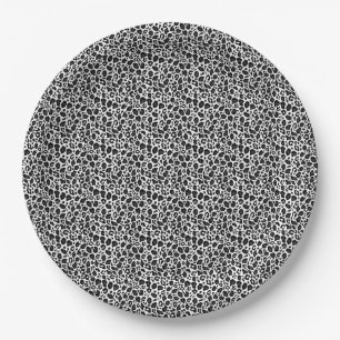 Black and white leopard cheetah pattern paper plate