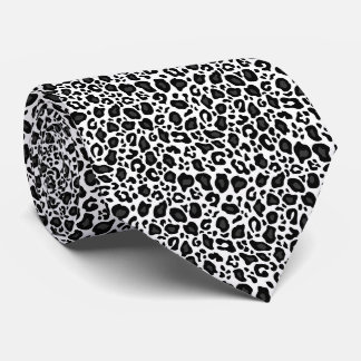 Black and white leopard cheetah pattern tie