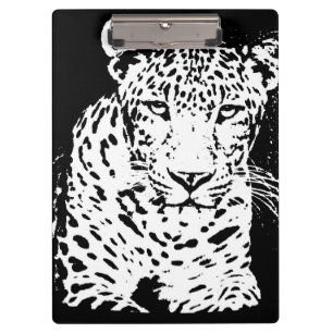 Black and white leopard clipboard