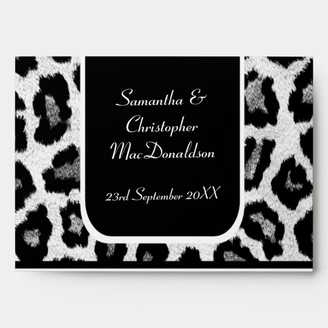 Black and white leopard or cheetah print envelope (Front)