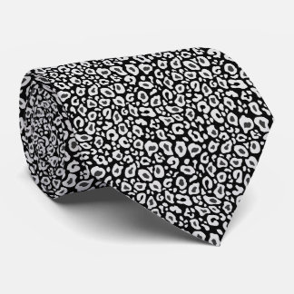 Black and white leopard pattern tie