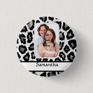 Black and white leopard print 3 cm round badge