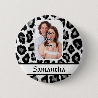 Black and white leopard print 6 cm round badge