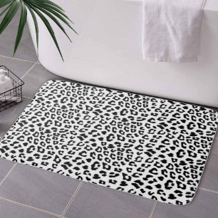 Black and White Leopard Print Bath Mat